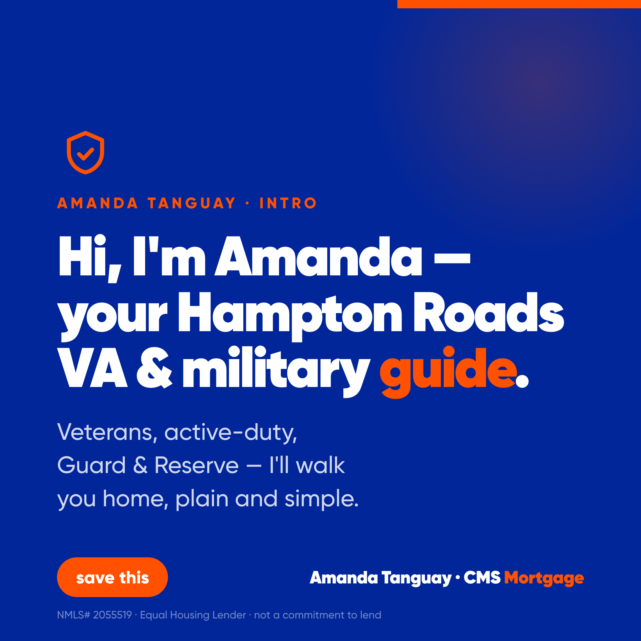 Hi, I'm Amanda — your Hampton Roads VA & military mortgage guide