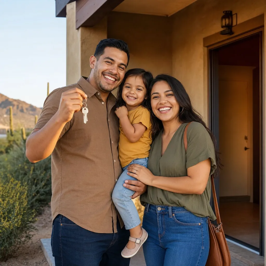 Family with new house keys