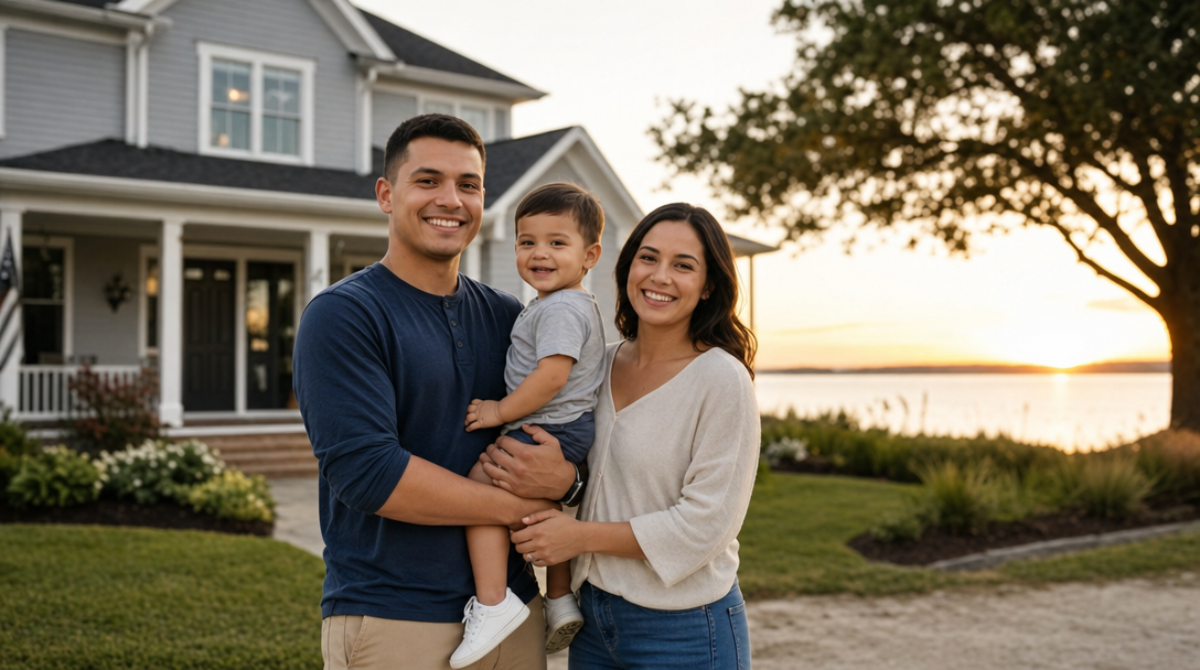 Hampton Roads home at golden hour — brand hero