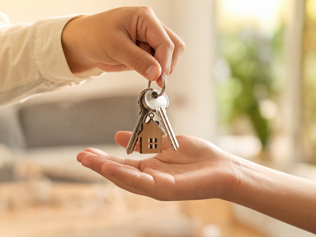 Military family with new house keys