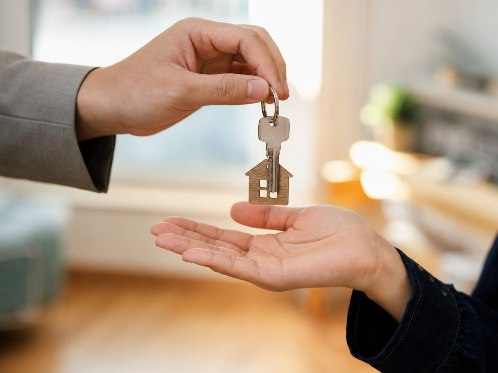 Family with new house keys