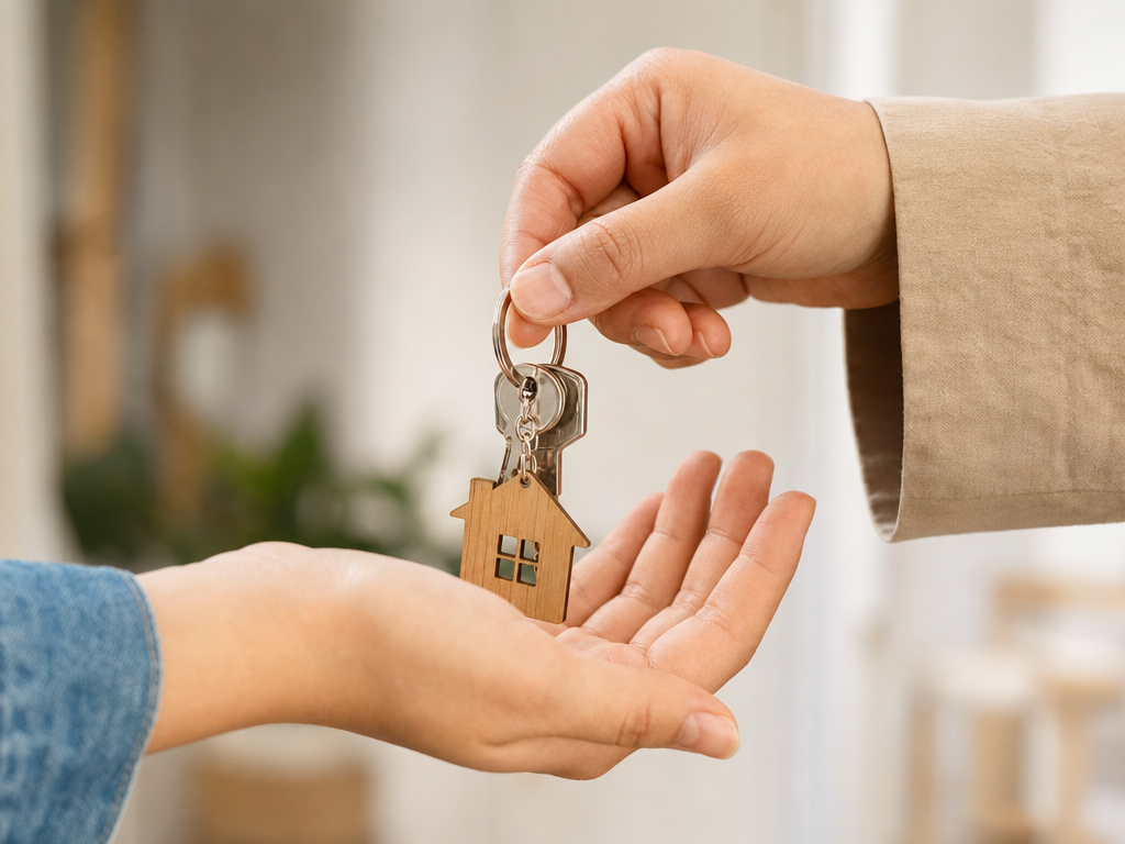 Family with new house keys