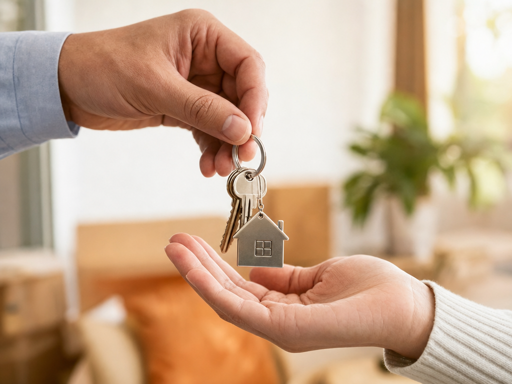 Family with new house keys